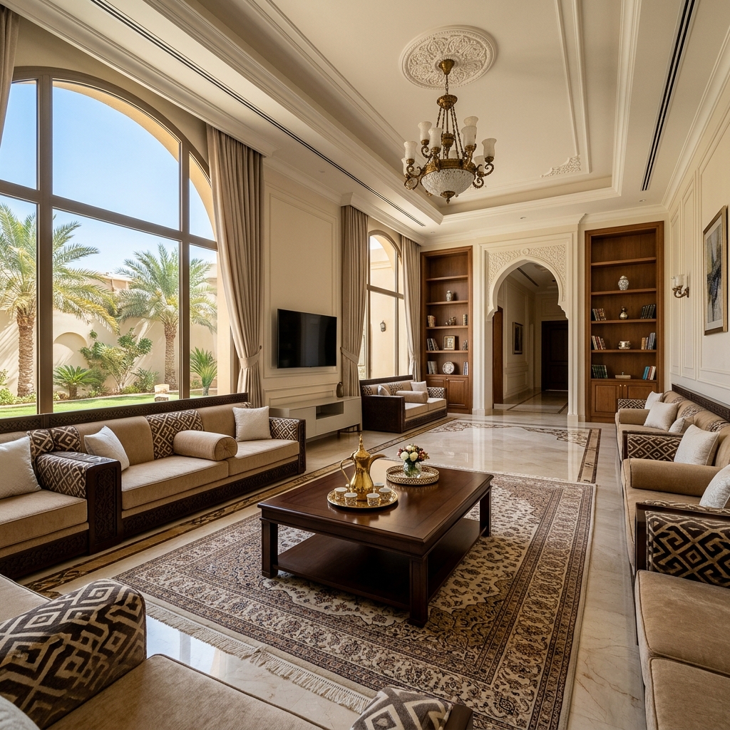 مجلس نظيف في الرياض بعد خدمة التنظيف